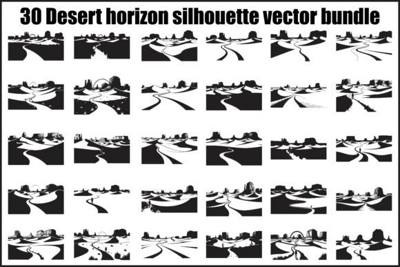 30 Desert Horizon Silhouette Vector Bundle