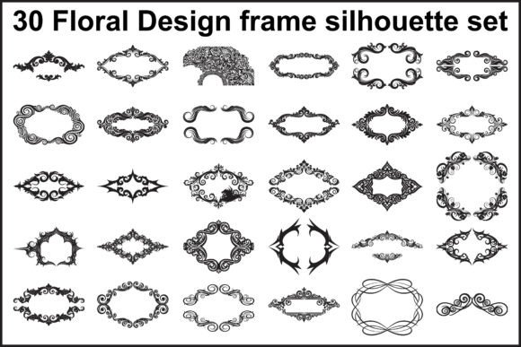 30 Elegant Floral Frame Silhouette Set