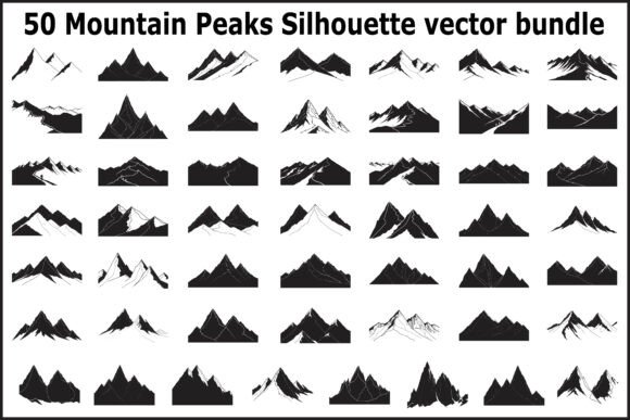50 Mountain Peaks Silhouette Vector Bundle