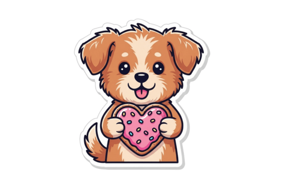 A Cheerful Cartoon Dog Holding a Decorat