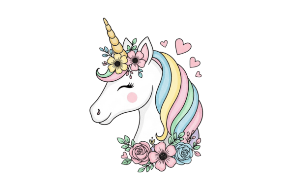 A Magical Unicorn with Colorful Mane and Versatile Design Assets for Every Creator