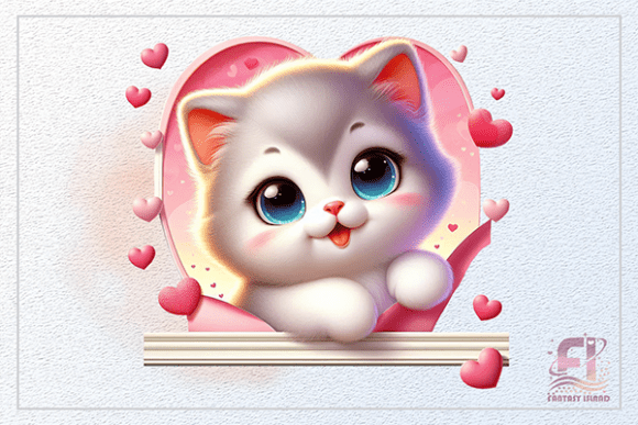 Cute Peeking Kitten in Heart Frame PNG: Elevating Digital Designs with Emotional Resonance