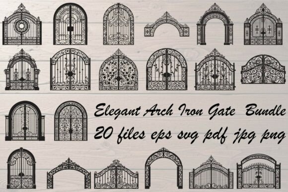 Elegant Arch Iron Gate Bundle: Vintage Charm
