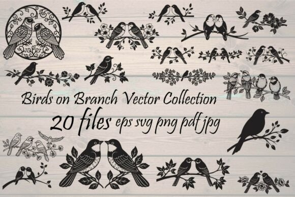 Elevating Craft and Design with the Birds on Branch Vector Collection