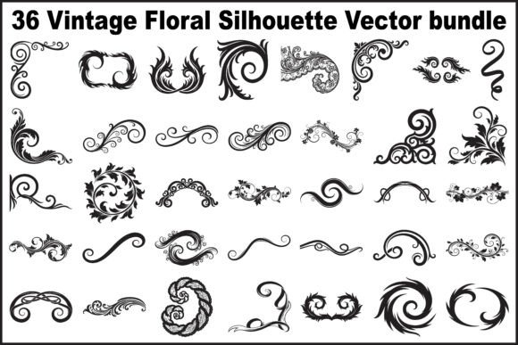 Elevating Design with the 36 Vintage Floral Silhouette Vector Collection