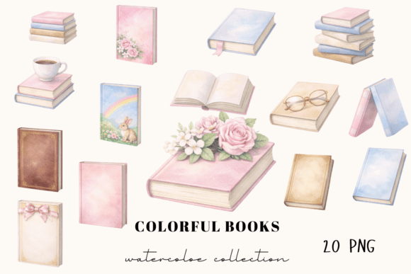 Evaluating the 20 PNGs Colorful Book Covers Clipart Collection for Creative Projects