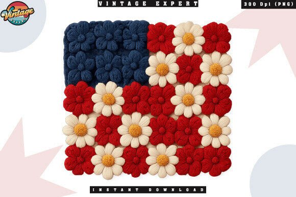 Evaluating the 4th of July Floral Flag Crochet Yarn PNG for Creative Projects