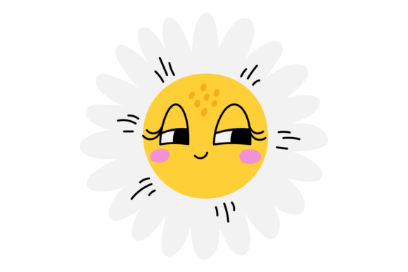Evaluating the Cute Cartoon Daisy Flower with Smiling E