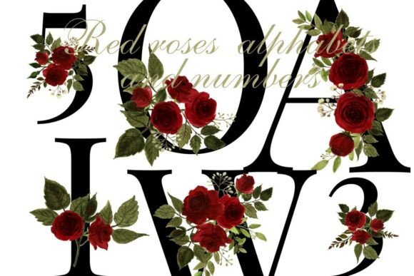 Infusing Romance into Modern Branding: The Power of Red Rose Alphabets and Numbers Clipart