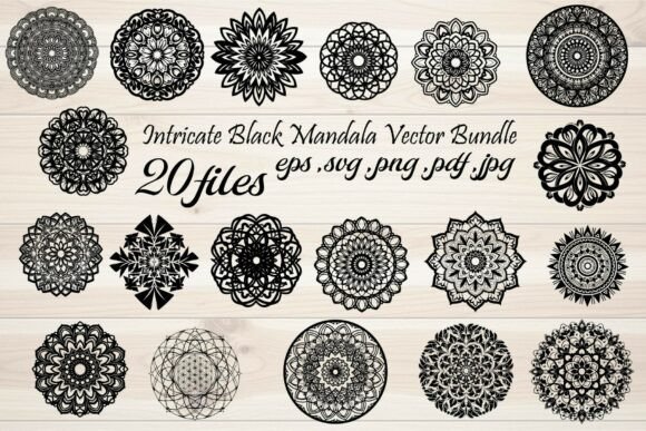 Intricate Black Mandala Circle Bundle