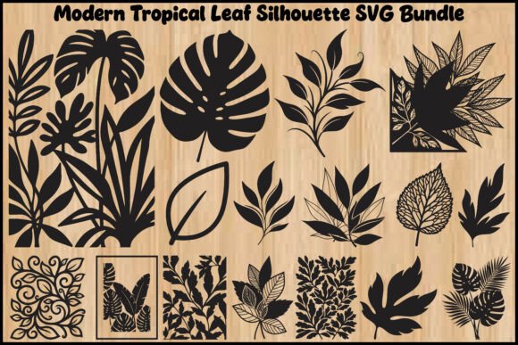 Modern Tropical Leaf Silhouette SVG Bundle
