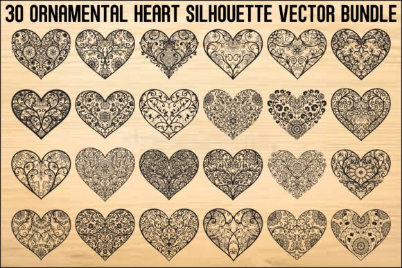 Ornamental Heart Silhouette Bundle: Elevating Craft Projects with Intricate Design