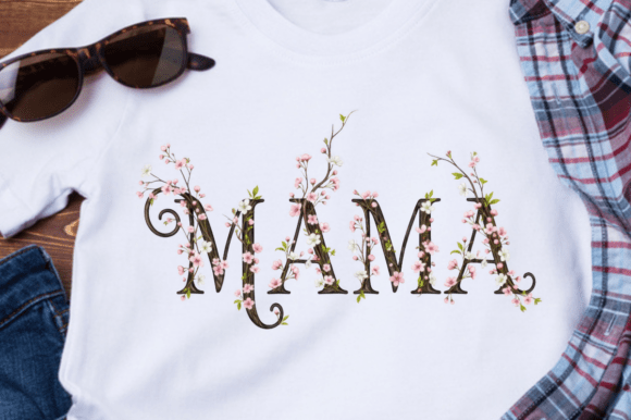 Pink White Cherry Blossoms on Mamatext Design