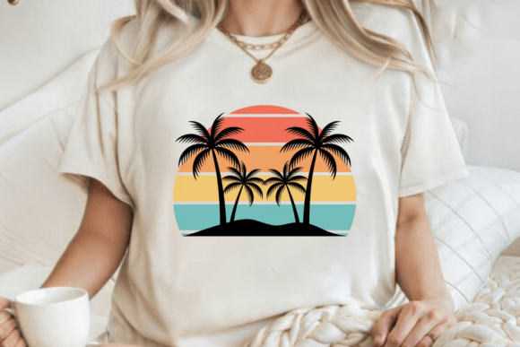 Retro Tropical Palm Island Sunset PNG Guide