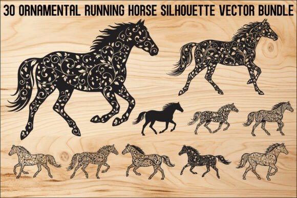 Running Horse Silhouette SVG Bundle