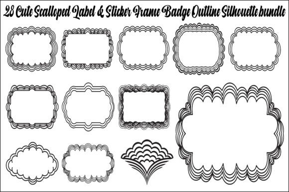 Scalloped Label Badge Frame Bundle