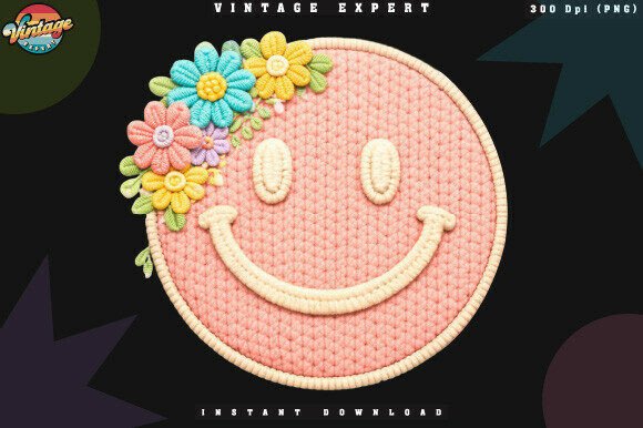 Strategic Branding with the Cheerful Floral Smile Crochet Yarn PNG