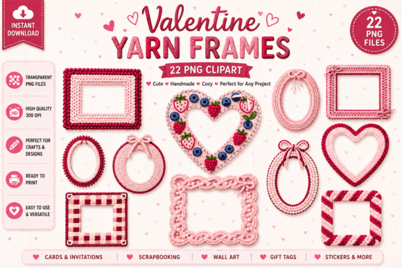 Valentine Yarn Frames Bundle: Elevate Your Romantic Designs
