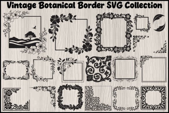 Vintage Botanical Border SVG Bundle