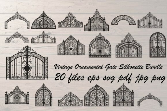 Vintage Ornamental Gate Silhouette: Elevating Creative Projects with Timeless Design