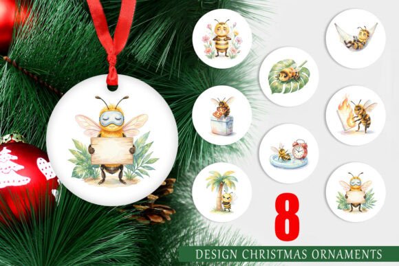 Watercolor Lazy Island Bee Ornament PNG: A Guide to Festive Digital Design