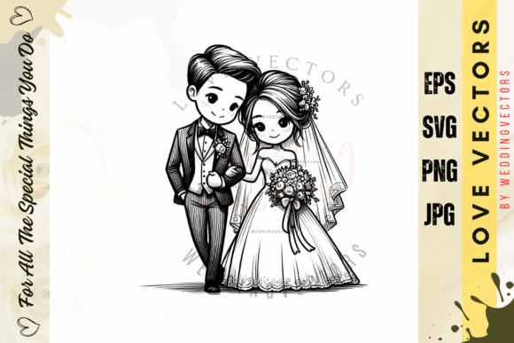 Wedding Couple and Love Vectors - C2609: Elevating Romantic Design