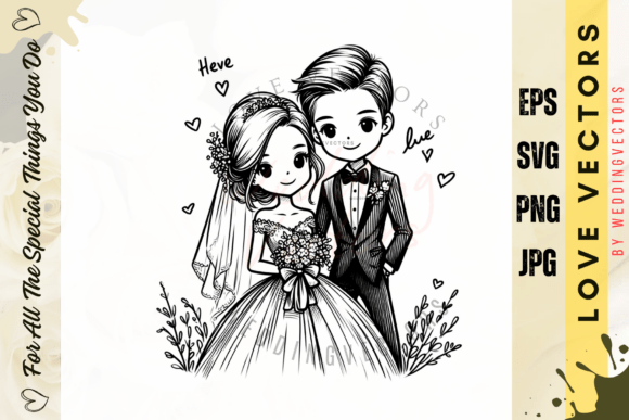 Wedding Couple and Love Vectors - C4947