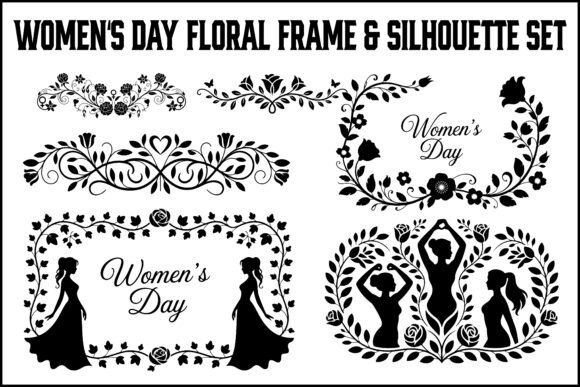 Women’s Day Floral Frame Silhouette Set: A Timeless Design Resource